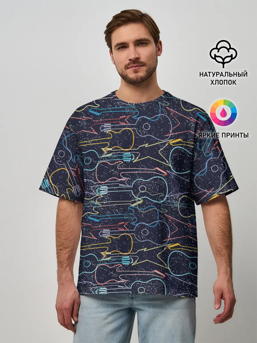 Мужская футболка оверсайз / Гитары