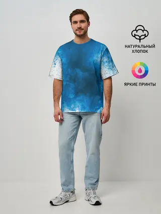 Мужская футболка оверсайз / СИНИЙ ДЫМ