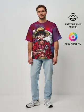 Мужская футболка оверсайз / Луффи One Piece. Большой куш