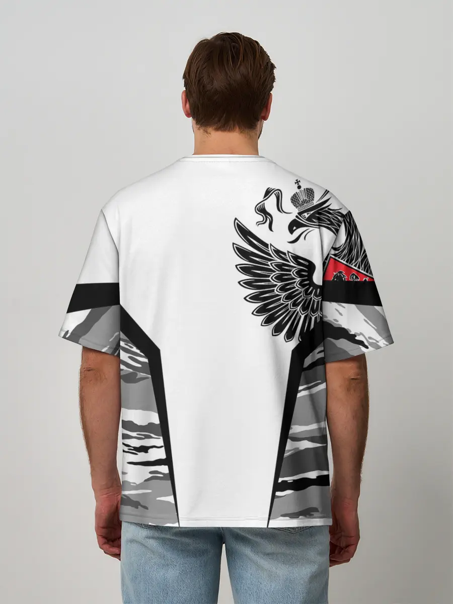 Мужская футболка оверсайз / Камуфляж Россия