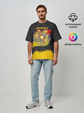 Мужская футболка оверсайз / Yellow and Black Armenia