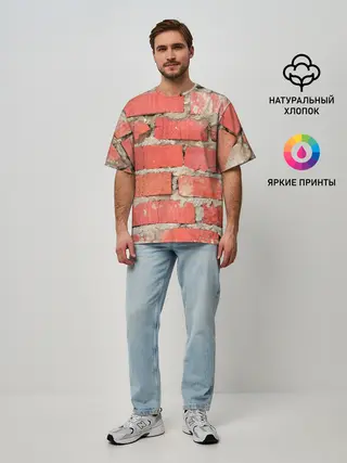 Мужская футболка оверсайз / Кирпичная стена