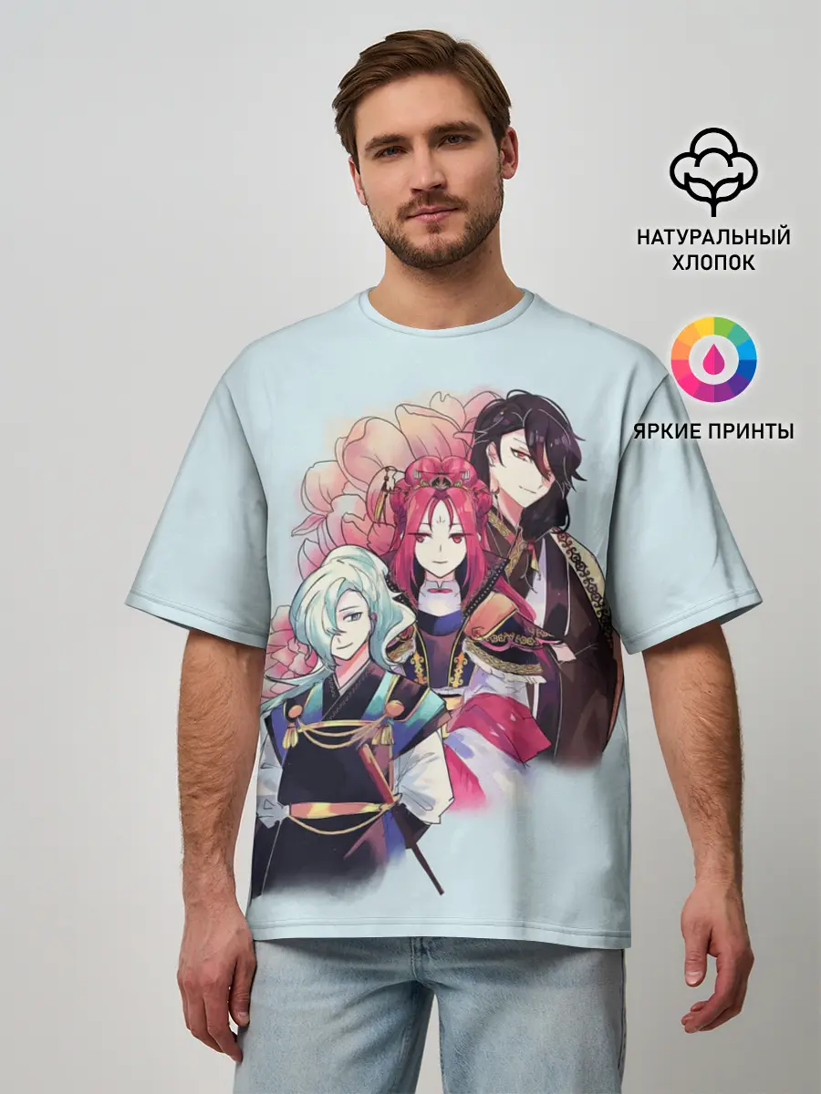 Мужская футболка оверсайз / Манхва, Облачный цветок