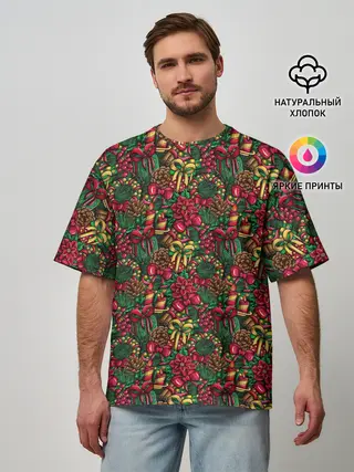 Мужская футболка оверсайз / Merry Christmas