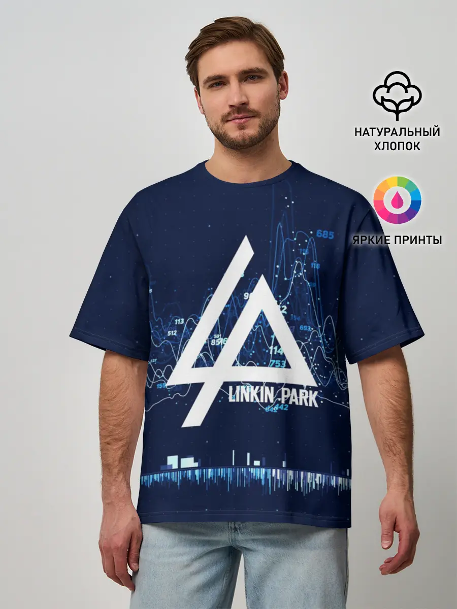 Мужская футболка оверсайз / Linkin Park music collection