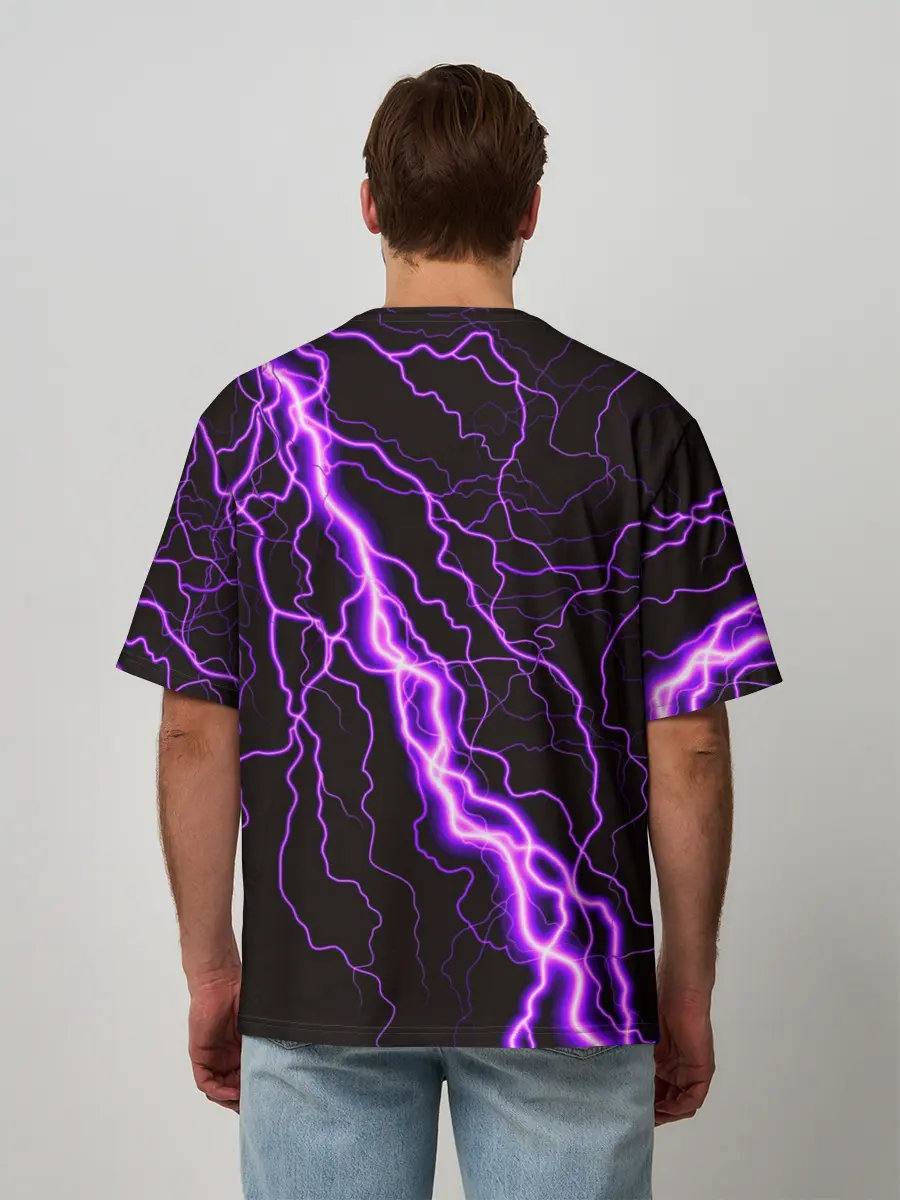 Мужская футболка оверсайз / GENSHIN IMPACT МОЛНИЯ НЕОН