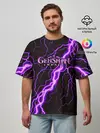 Мужская футболка оверсайз / GENSHIN IMPACT МОЛНИЯ НЕОН