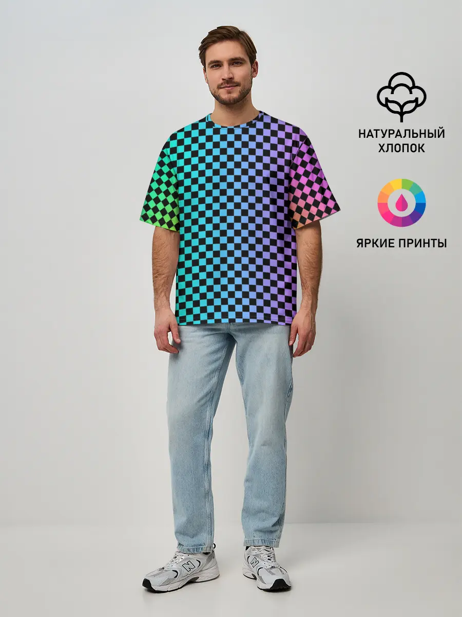 Мужская футболка оверсайз / Checkerboard Color