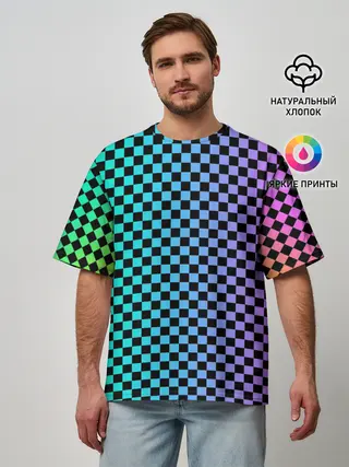 Мужская футболка оверсайз / Checkerboard Color