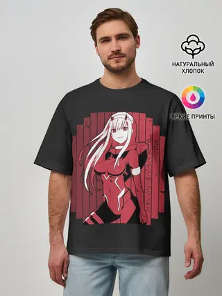 Мужская футболка оверсайз / Zero Two в костюме