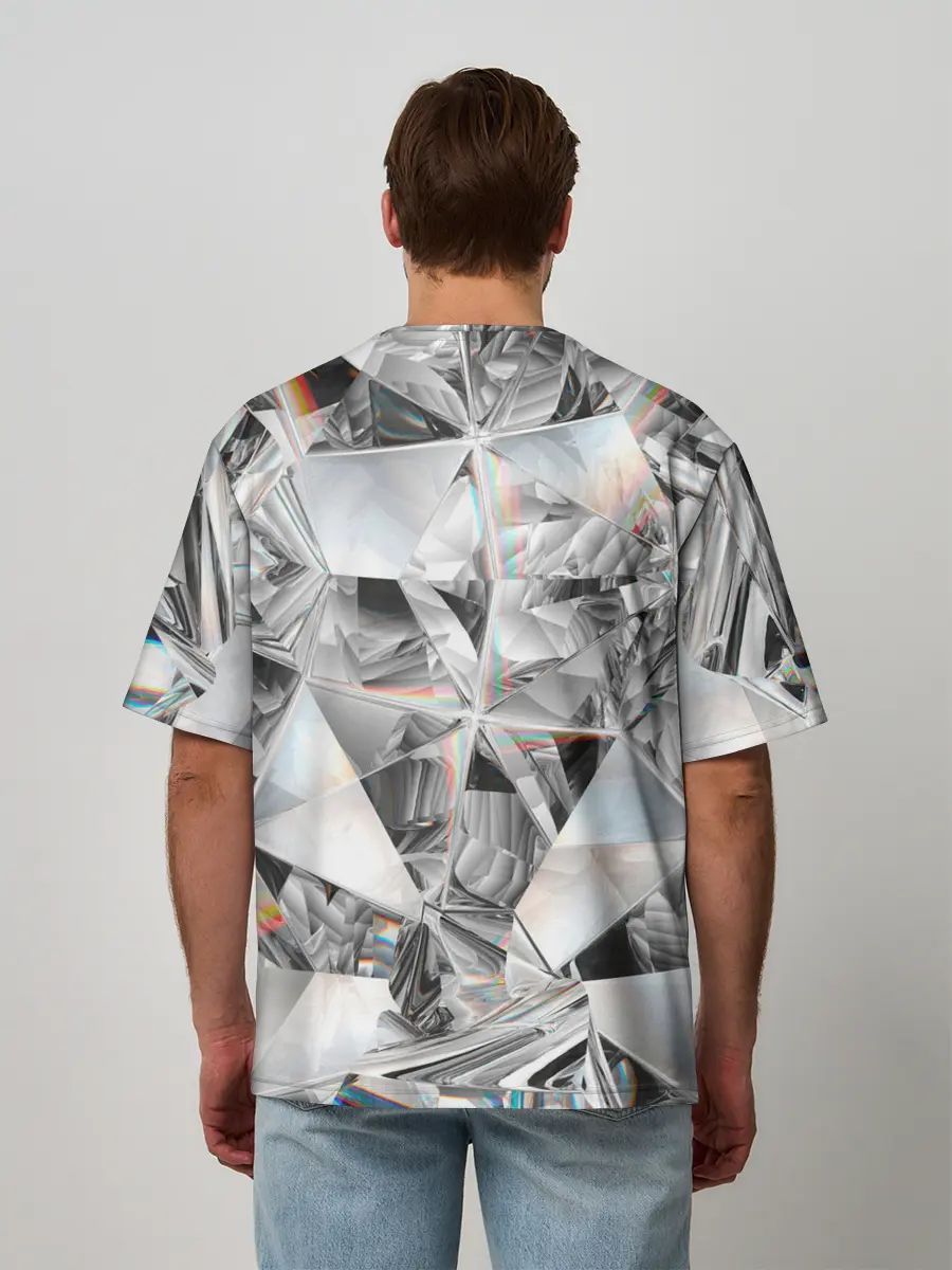 Мужская футболка оверсайз / зеркальный калейдоскоп