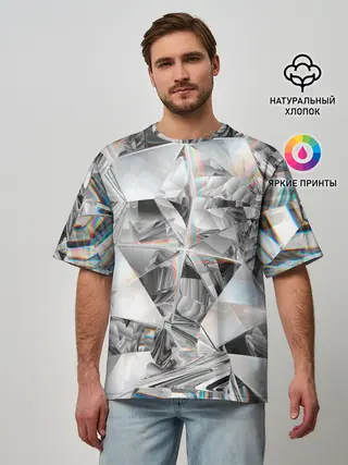 Мужская футболка оверсайз / зеркальный калейдоскоп