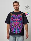 Мужская футболка оверсайз / Неоновая ястребиная сова