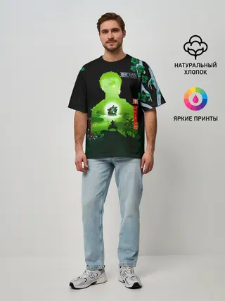 Мужская футболка оверсайз / Зоро One Piece. Большой куш