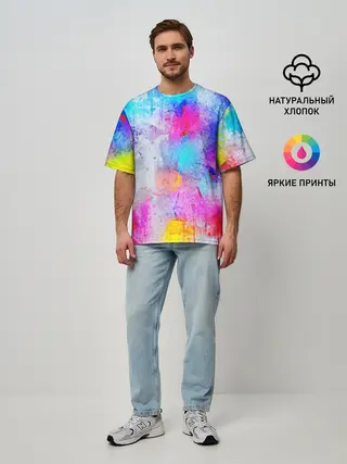 Мужская футболка оверсайз / НЕОНОВЫЕ ПОТЕРТОСТИ