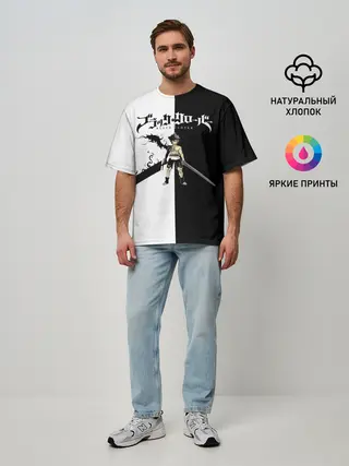 Мужская футболка оверсайз / Чёрный Аста vs Аста Чёрный клевер