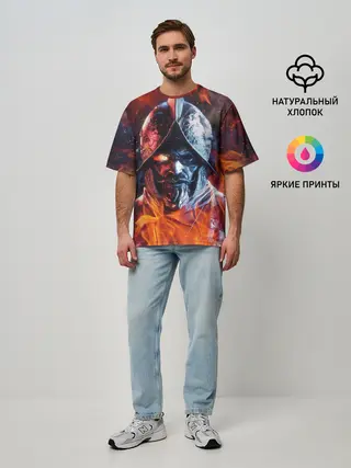 Мужская футболка оверсайз / NEW WORLD / НЬЮ ВОРЛД / РЫЦАРЬ