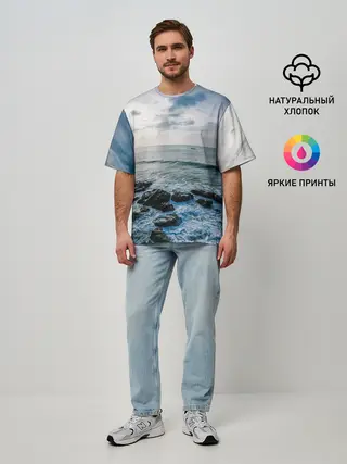 Мужская футболка оверсайз / Море