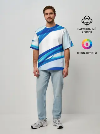 Мужская футболка оверсайз / STRIPES BLUE