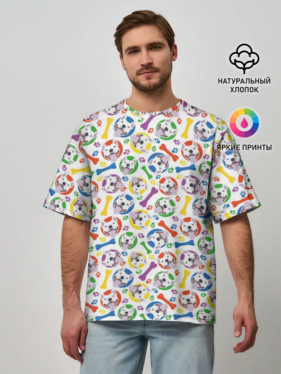 Мужская футболка оверсайз / Бультерьер