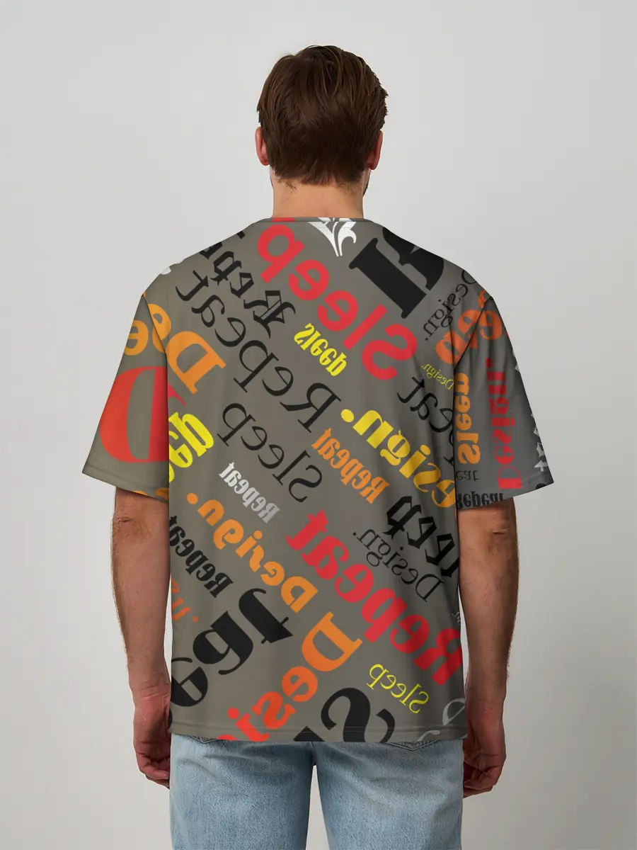 Мужская футболка оверсайз / Буквы-надписи