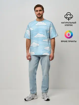 Мужская футболка оверсайз / Зимние облака