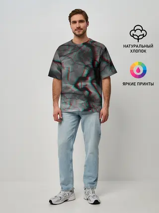 Мужская футболка оверсайз / МОЛНИИ GLITCH