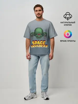 Мужская футболка оверсайз / Space Invaders | Old game