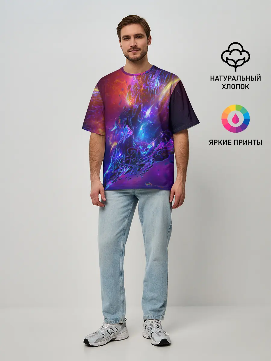 Мужская футболка оверсайз / Universe Neon