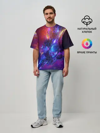 Мужская футболка оверсайз / Universe Neon