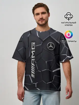 Мужская футболка оверсайз / Mercedes AMG 3D плиты