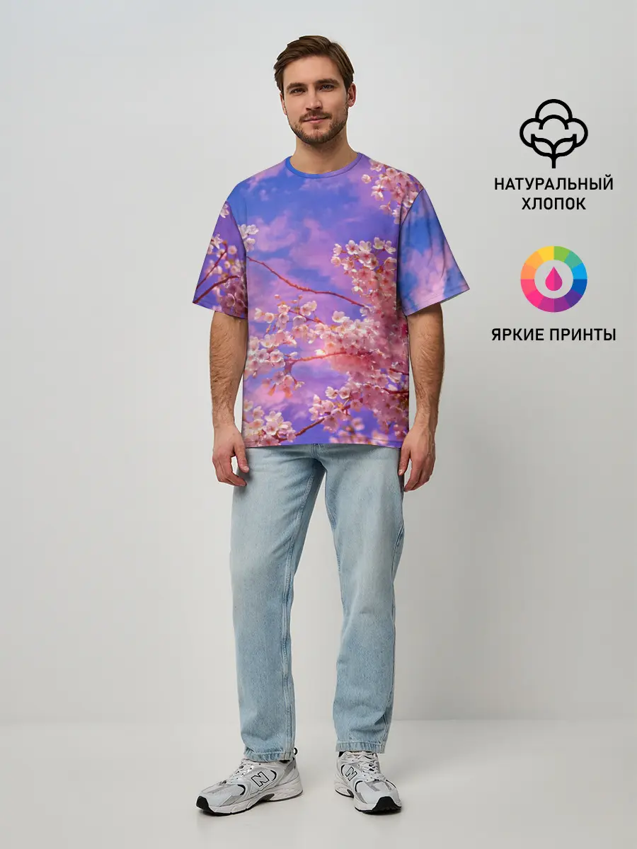 Мужская футболка оверсайз / Сакура