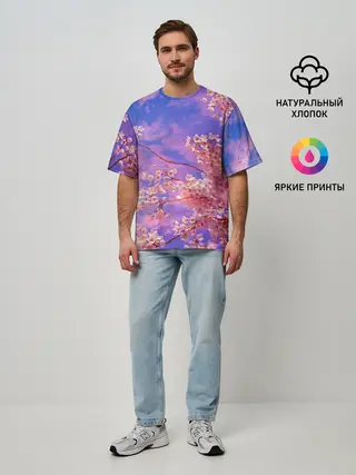 Мужская футболка оверсайз / Сакура