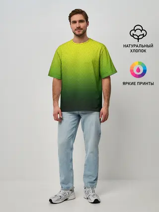 Мужская футболка оверсайз / Зелёная текстура