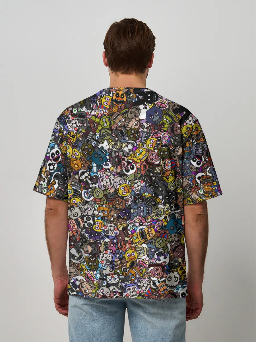 Мужская футболка оверсайз / FNaF стикербомбинг