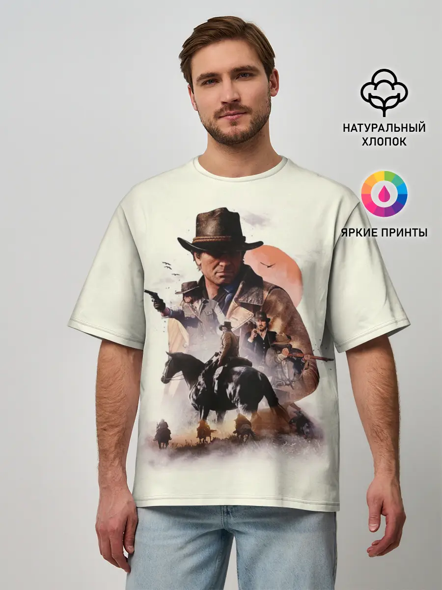Мужская футболка оверсайз / red dead redemption 2 Art