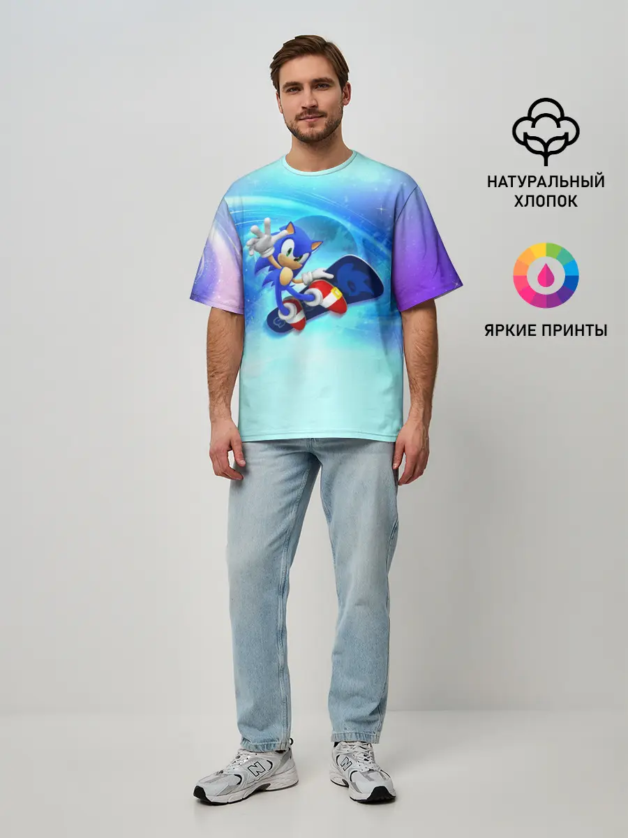 Мужская футболка оверсайз / Соник