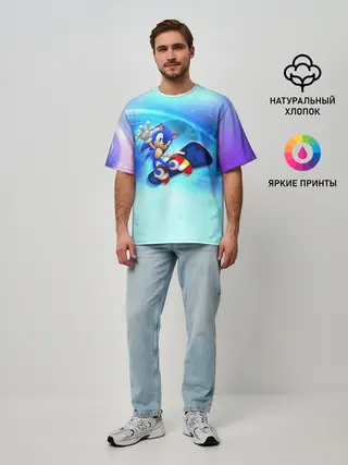 Мужская футболка оверсайз / Соник