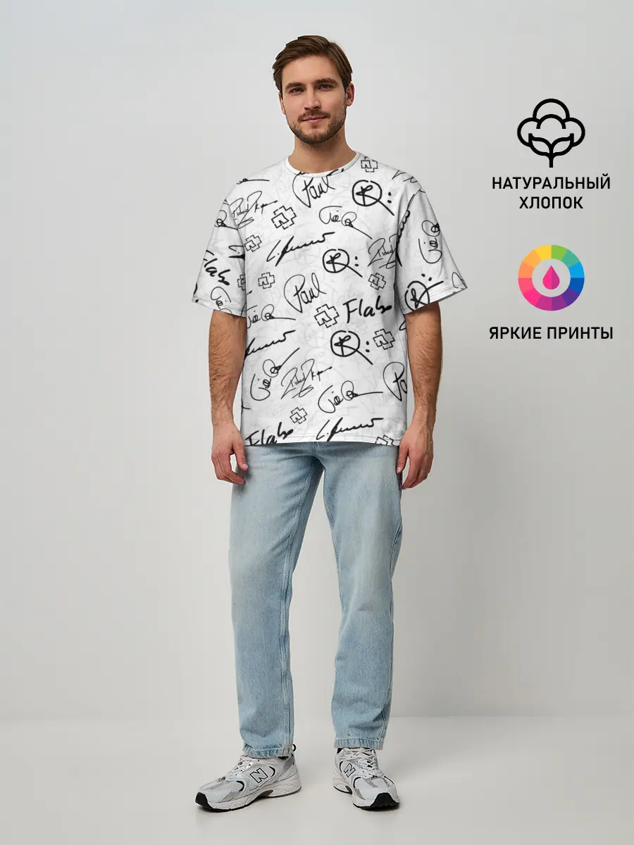 Мужская футболка оверсайз / RAMMSTEIN АВТОГРАФЫ