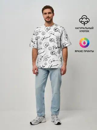 Мужская футболка оверсайз / RAMMSTEIN АВТОГРАФЫ