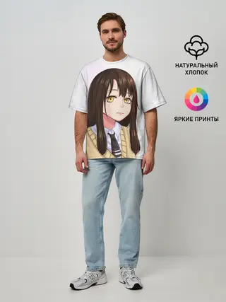 Мужская футболка оверсайз / Девочка, которая видит это Мико Ёцуя