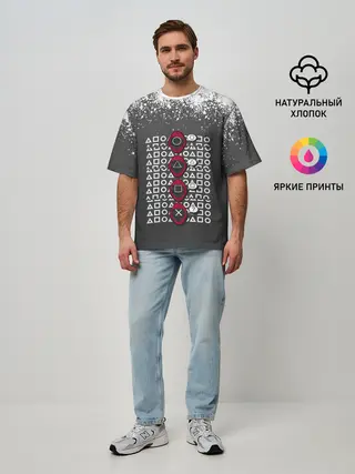 Мужская футболка оверсайз / КТО КРЕСТ | ИГРА В КАЛЬМАРА