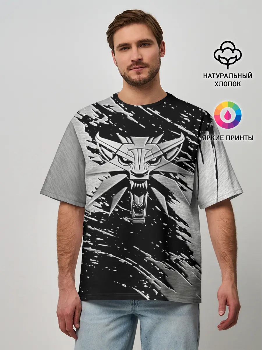 Мужская футболка оверсайз / THE WITCHER LOGO STEEL