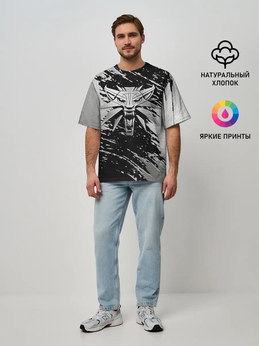 Мужская футболка оверсайз / THE WITCHER LOGO STEEL