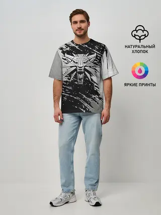 Мужская футболка оверсайз / THE WITCHER LOGO STEEL