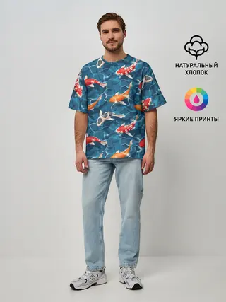 Мужская футболка оверсайз / Японские карпы