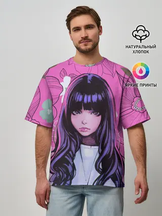 Мужская футболка оверсайз / Аниме Цветочная Тян