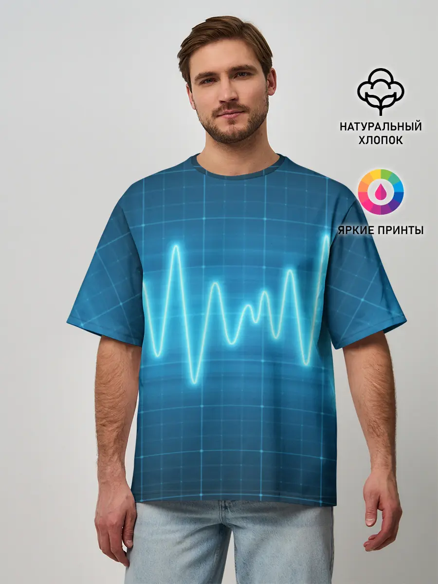 Мужская футболка оверсайз / music line