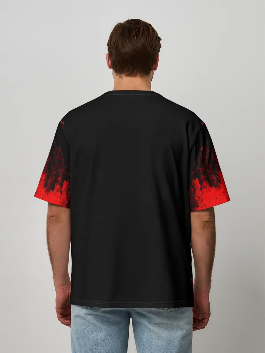 Мужская футболка оверсайз / monokuma красные потертости