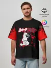 Мужская футболка оверсайз / monokuma красные потертости